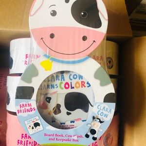 Adorable cow plushie with book and keepsake box